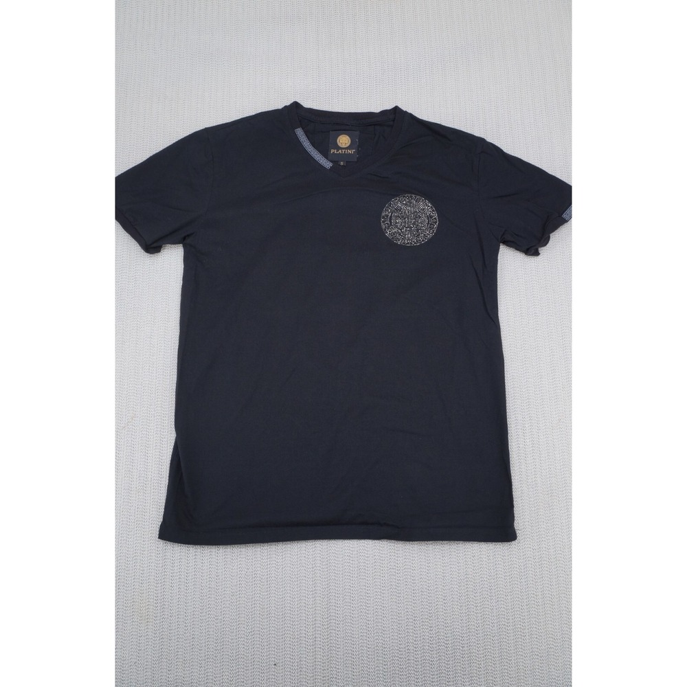 Platini Shirt Mens Small Black Panther Print Rhinestones Hip Hop Streetwear